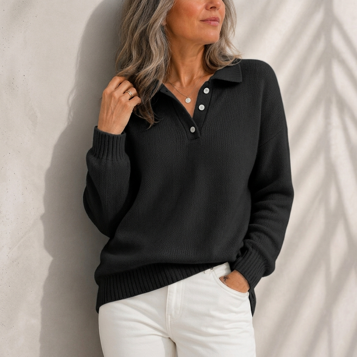 Aelis - Soft-Touch-Pullover mit Polokragen