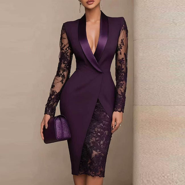 Menna - Elegantes Midikleid mit Spitzenärmeln