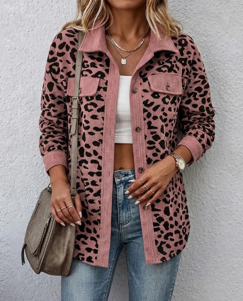 Miressia - Cardigan mit Knopfleiste und Animal-Print