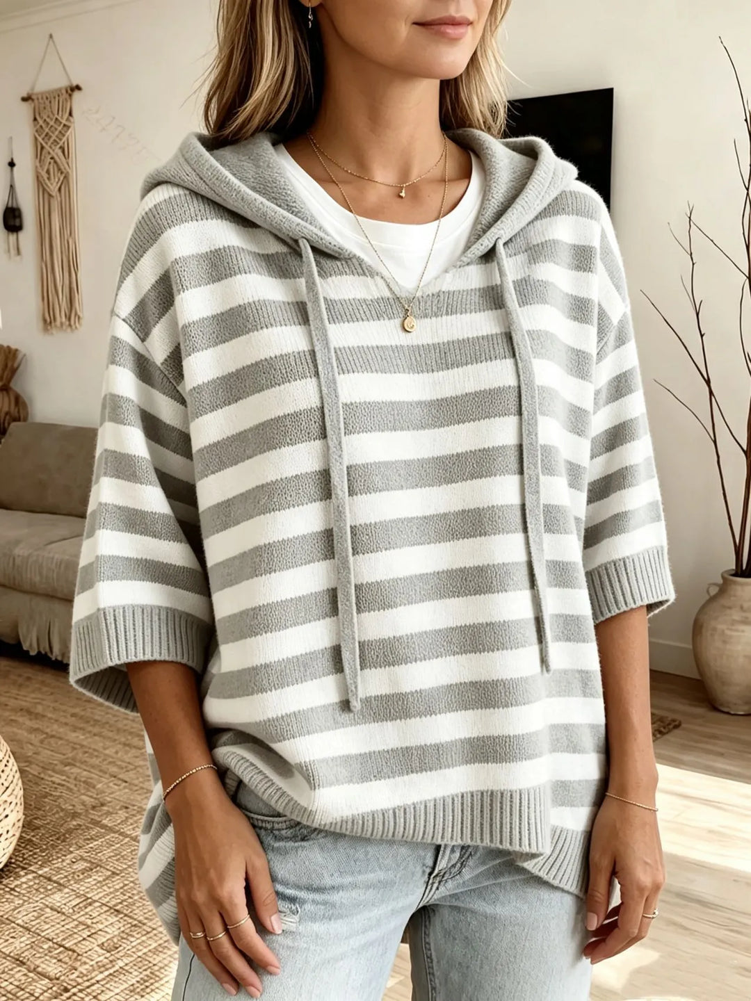 Leontine - Gestreifter Strick-Hoodie