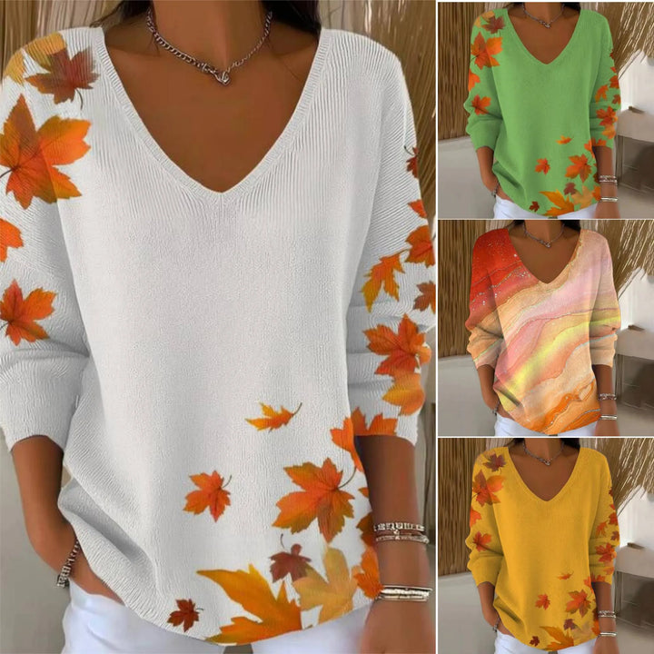 Carivella - Locker geschnittener Strickpullover mit Ahornblatt-Motiv