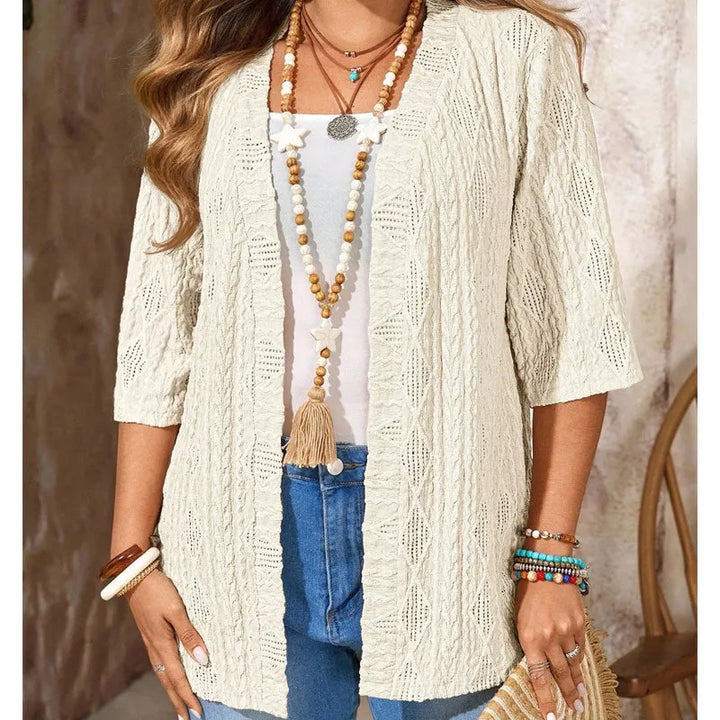 Delienne - Cardigan mit Soft-Touch und Ajourmuster
