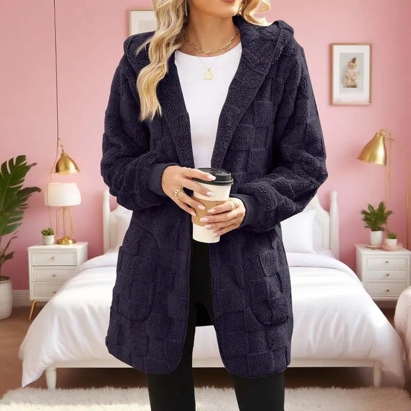 Zinnabelle - Plüschstruktur-Kapuzen-Cardigan
