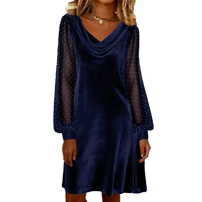 Verelia - Samt-Minikleid mit Wasserfallausschnitt