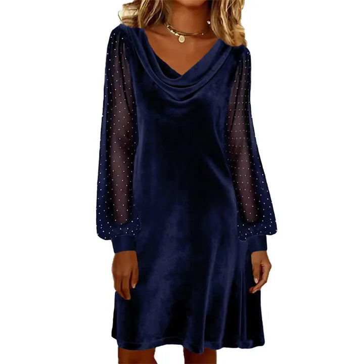 Verelia - Samt-Minikleid mit Wasserfallausschnitt