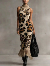 Orla - Strukturiertes Leoprint-Maxikleid