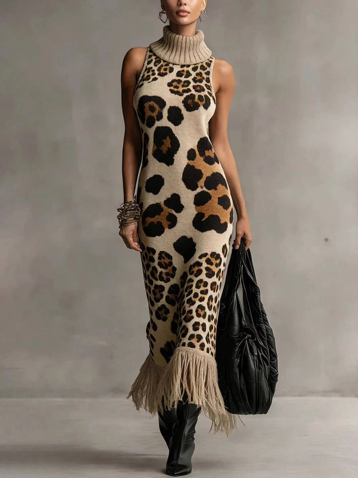 Orla - Strukturiertes Leoprint-Maxikleid