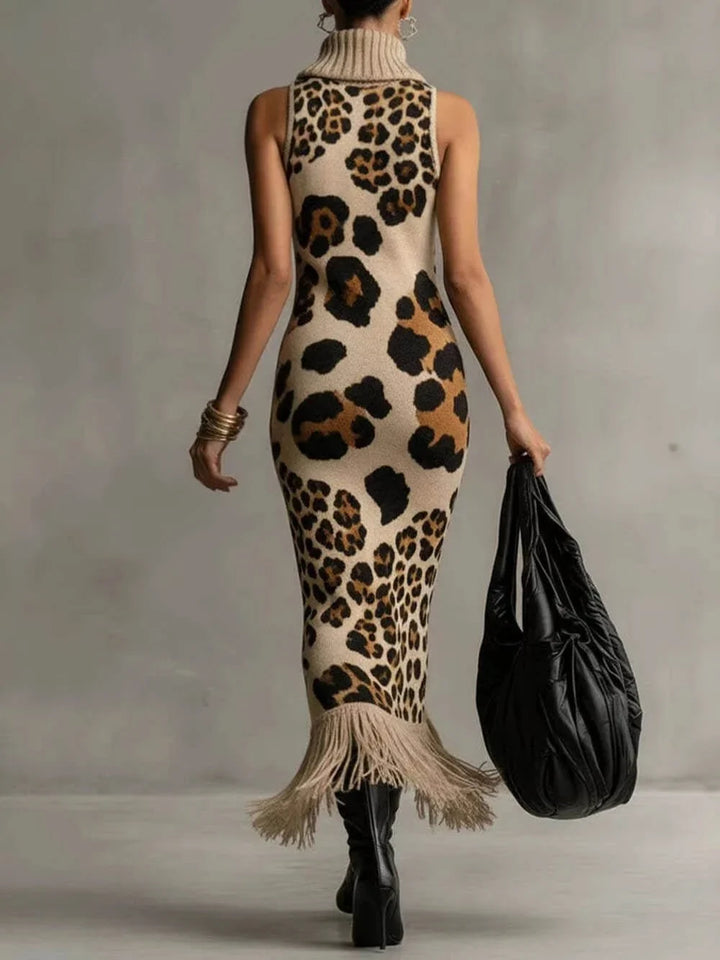 Orla - Strukturiertes Leoprint-Maxikleid