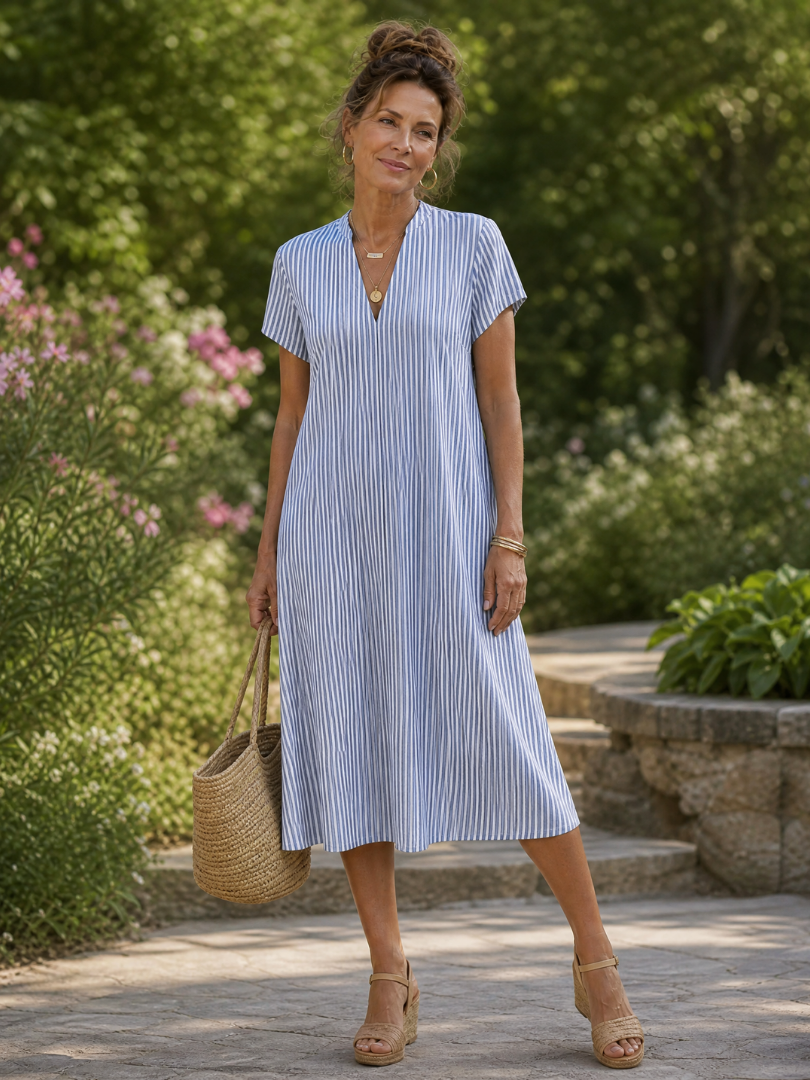 Genevieve - fließendes Midi-Hemdblusenkleid