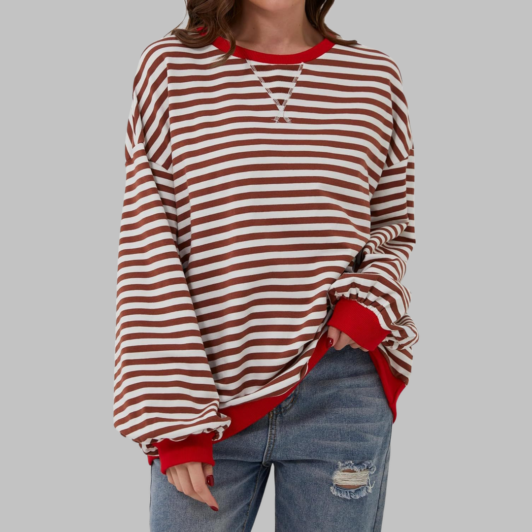 Adelia - Gestreiftes langärmliges Sweatshirt mit Soft-Touch-Finish