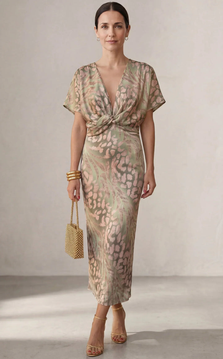 Selina - Drapiertes Kleid mit Taillenknoten