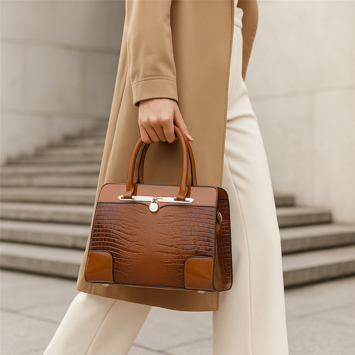 Aeryn - Strukturierte Handtasche in Kroko-Optik