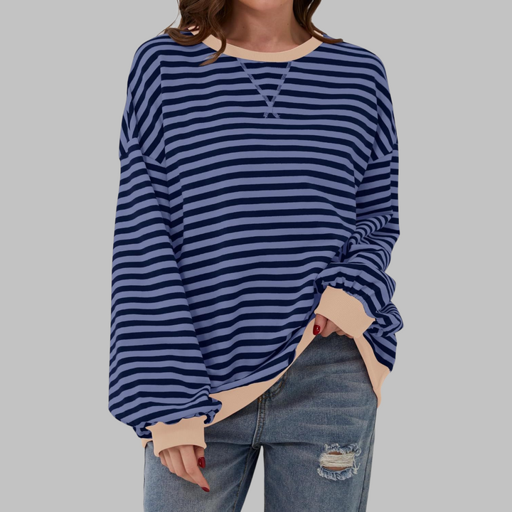 Adelia - Gestreiftes langärmliges Sweatshirt mit Soft-Touch-Finish