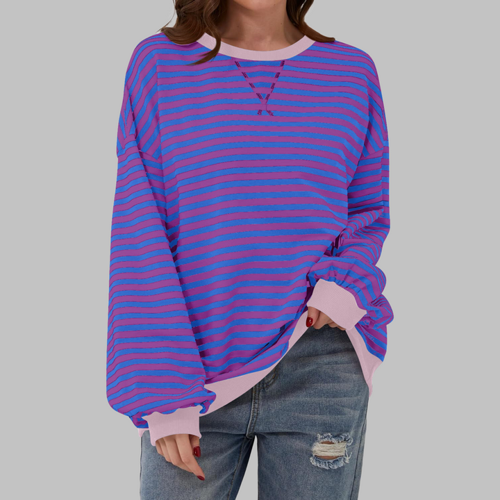 Adelia - Gestreiftes langärmliges Sweatshirt mit Soft-Touch-Finish