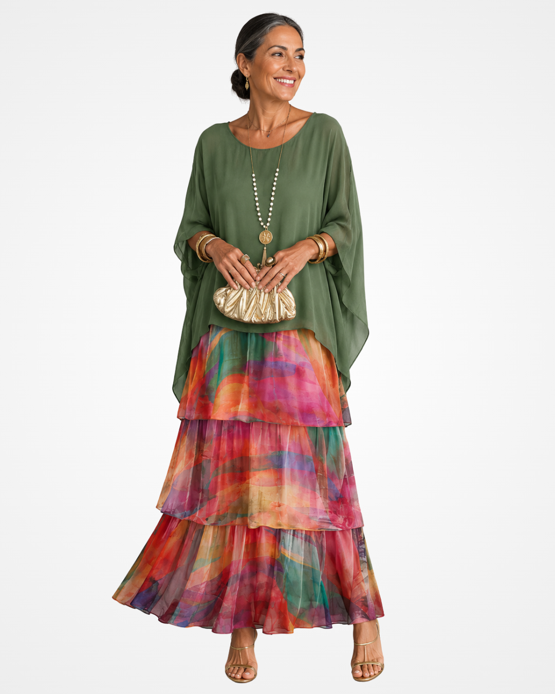 Sylvia - Fliessendes Soft-Touch-Maxikleid