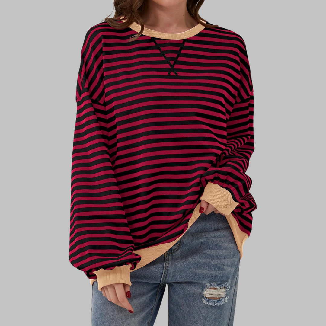 Adelia - Gestreiftes langärmliges Sweatshirt mit Soft-Touch-Finish