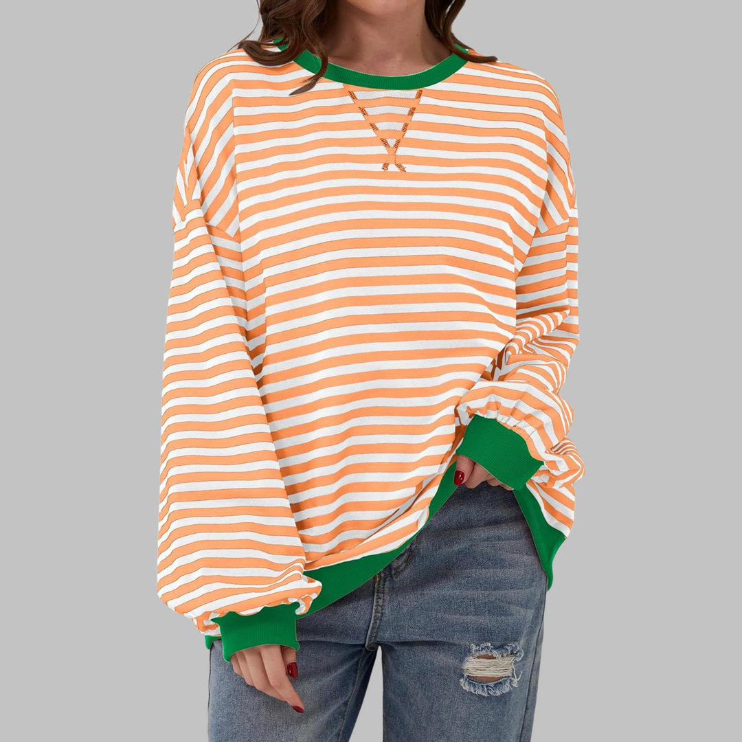 Adelia - Gestreiftes langärmliges Sweatshirt mit Soft-Touch-Finish