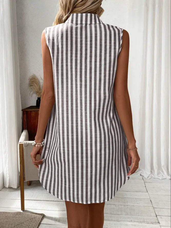 Anora - gestreiftes Soft-Touch-Hemdblusenkleid