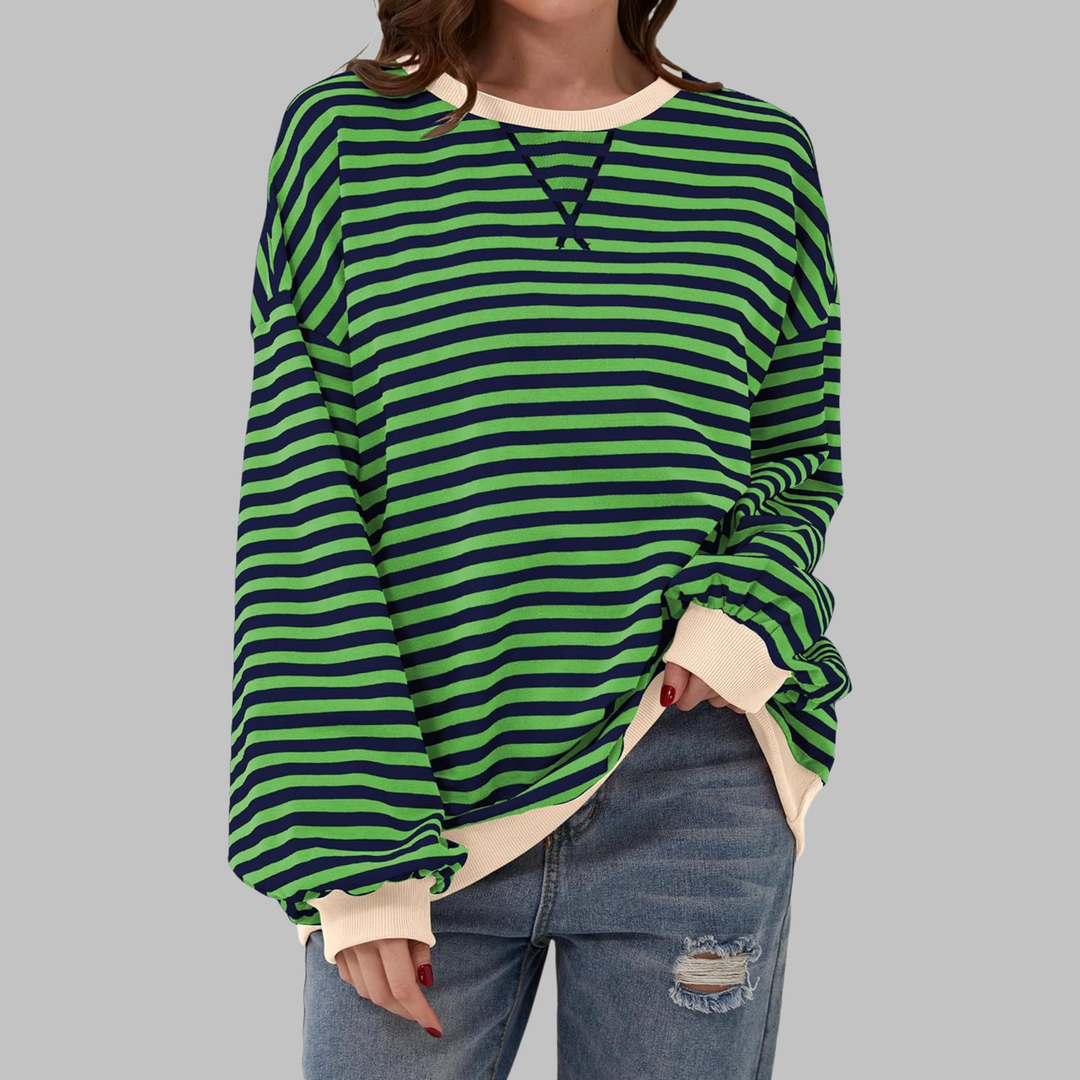 Adelia - Gestreiftes langärmliges Sweatshirt mit Soft-Touch-Finish