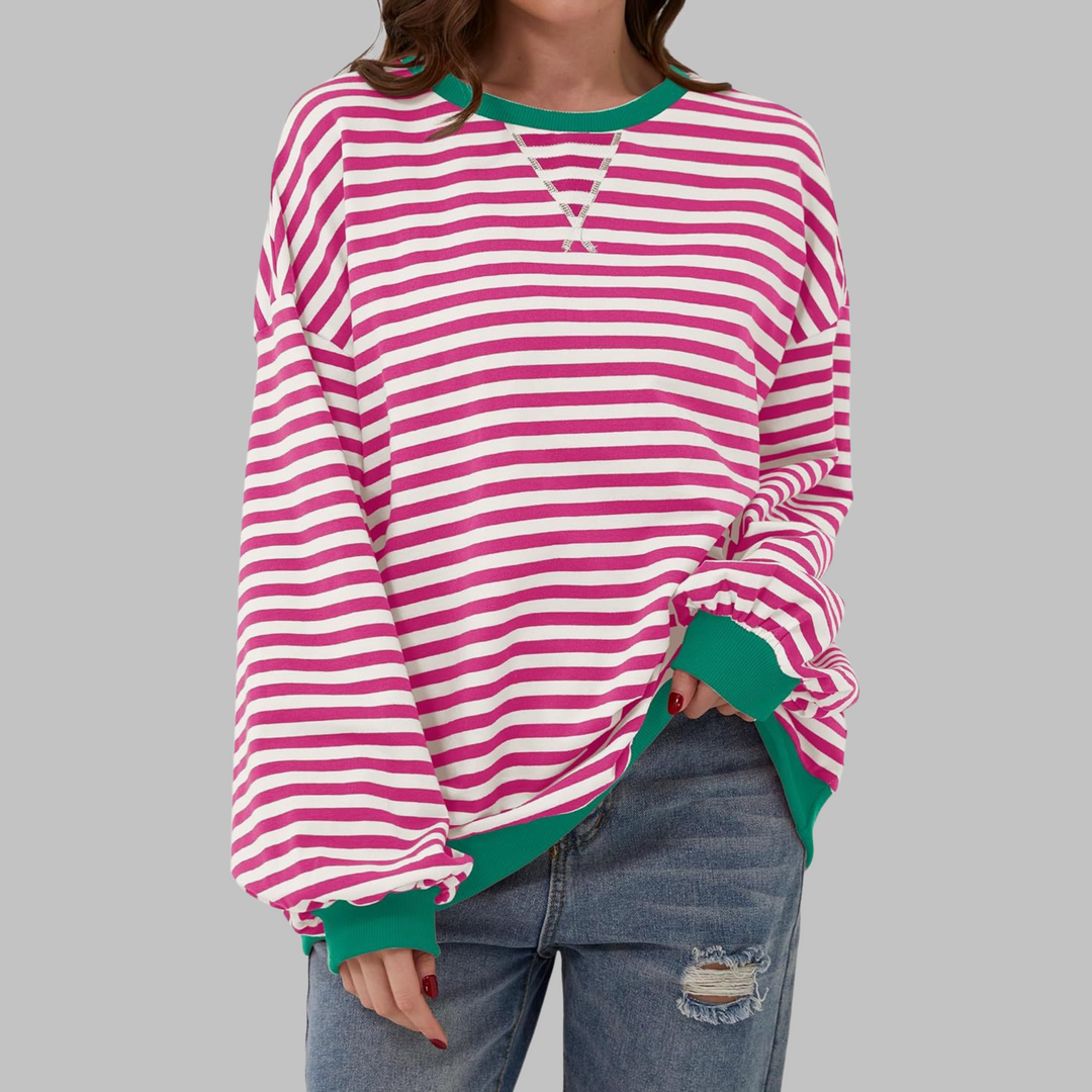 Adelia - Gestreiftes langärmliges Sweatshirt mit Soft-Touch-Finish