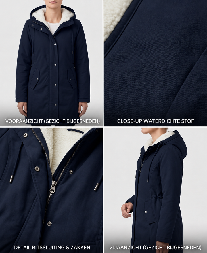 Clarice - Wasserabweisende Longline-Kapuzenjacke