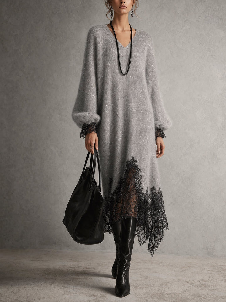 Jiska - Midikleid mit Spitzenabschluss