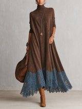 Gretta - Maxikleid mit zarter Haptik und Spitzenbesatz