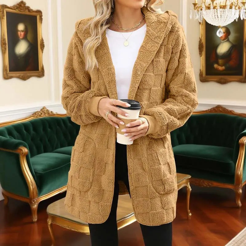 Zinnabelle - Plüschstruktur-Kapuzen-Cardigan