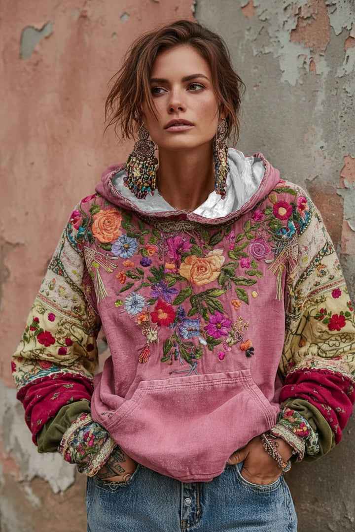 Mirevessa - Kapuzenpullover mit floralem Stickdesign und Soft-Touch