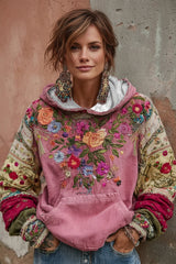 Norellia - Floral bestickter Boho-Hoodie