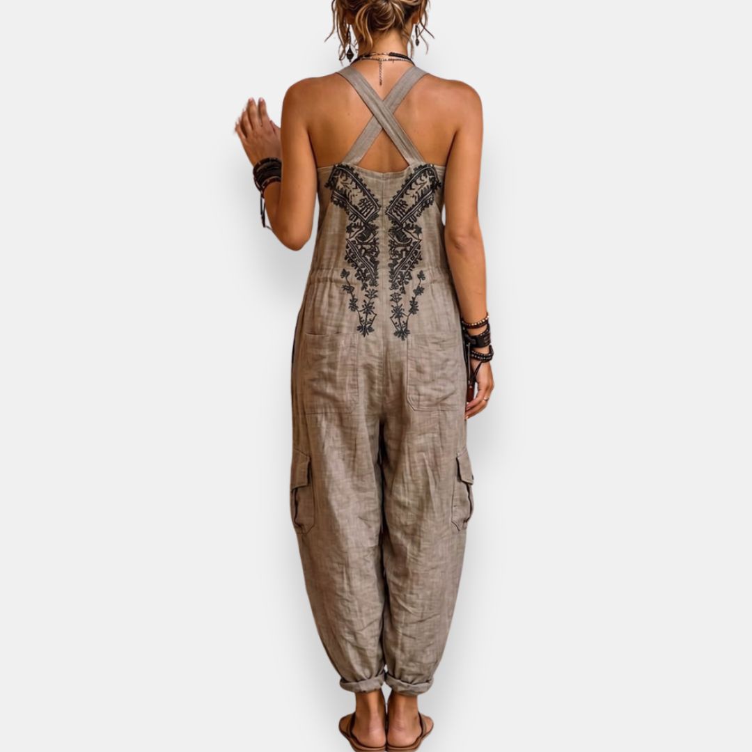 Cerys - Bestickter Boho-Jumpsuit