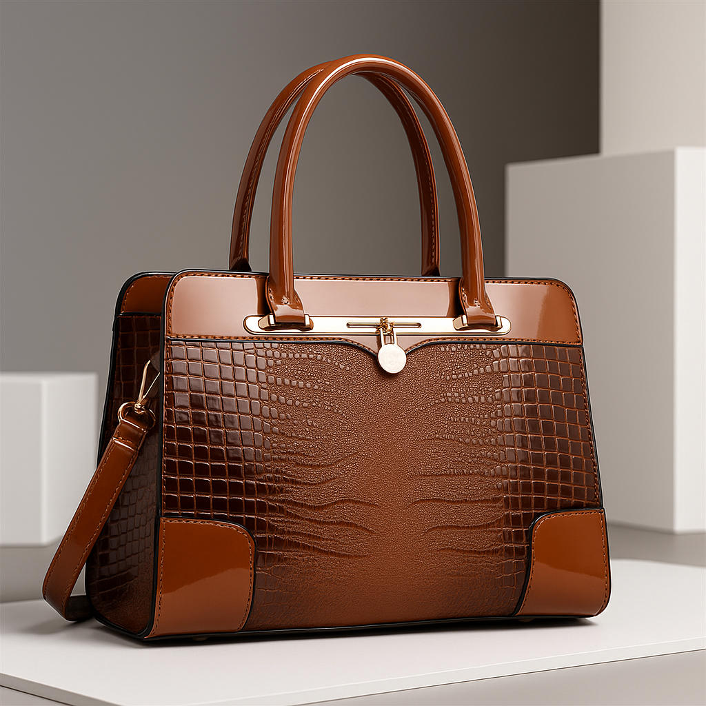 Aeryn - Strukturierte Handtasche in Kroko-Optik