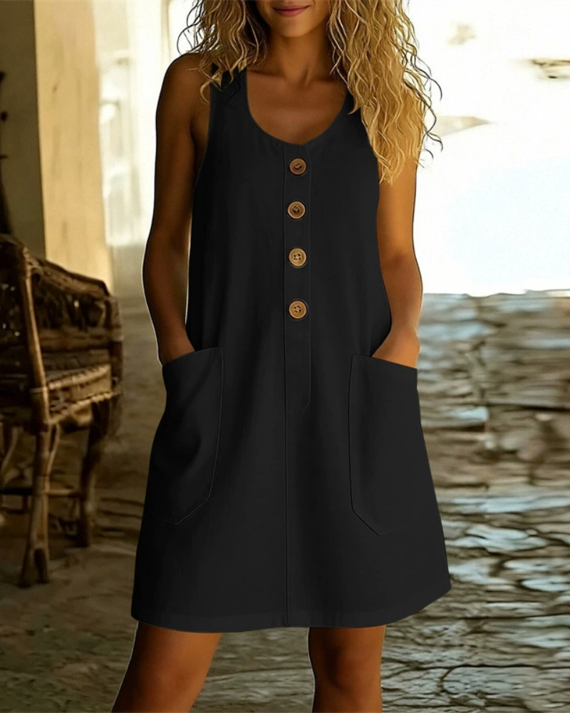 Katelin - Luftiges Sommerkleid mit Knopfleiste vorne
