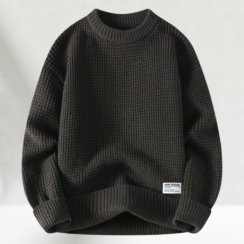 Eldric - Waffelstrick-Rundhals-Pullover