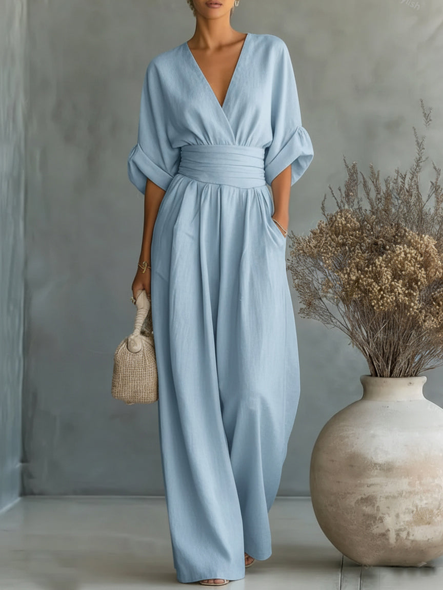 Solavie - Fliessender Jumpsuit mit weitem Bein