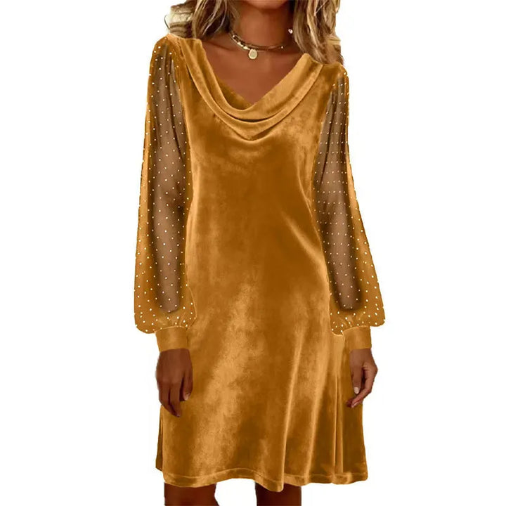 Verelia - Samt-Minikleid mit Wasserfallausschnitt