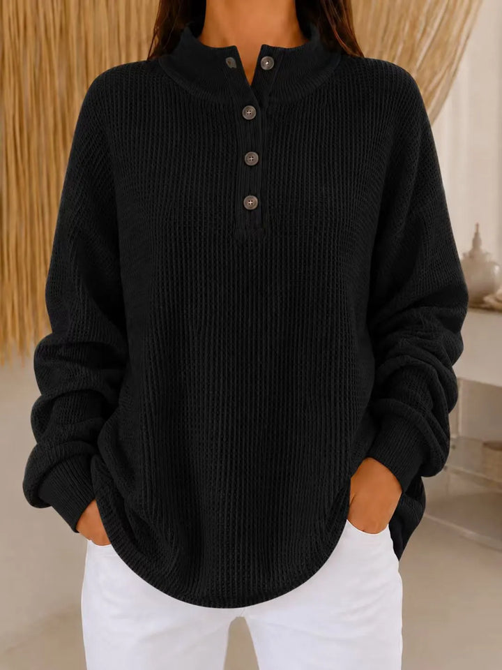 Belliora - Strukturierter Strickpullover mit Knopfleiste am Kragen