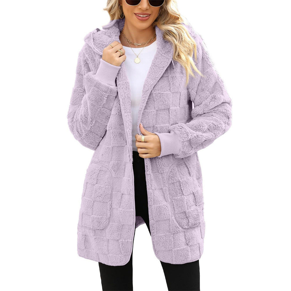 Zinnabelle - Plüschstruktur-Kapuzen-Cardigan