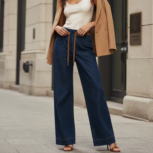 Morwen - lässige Wide-Leg-Jeans mit Kordelzug