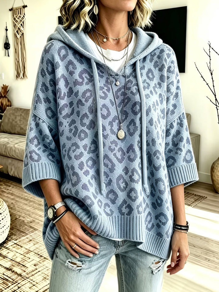 Jocasta - Oversize-Strickhoodie mit Leopard-Print