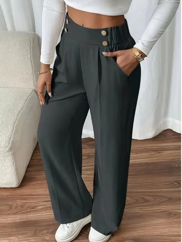 Ashlena - Hochtaillierte Soft-Touch Wide-Leg-Hose