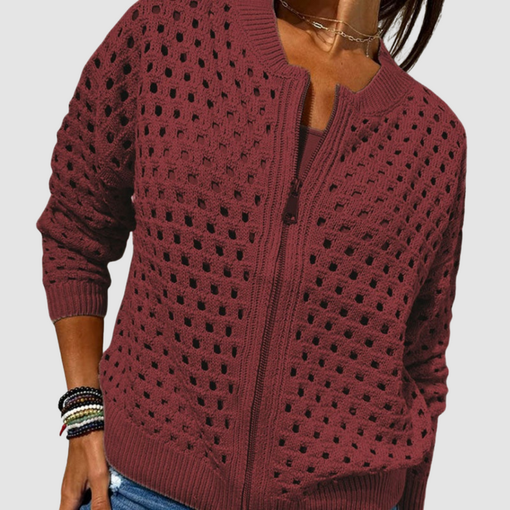 Kaelina - Softtouch-Strickjacke mit Reissverschluss