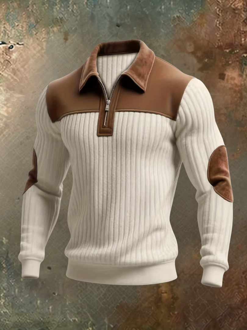 Cyrus - Strukturierter Pullover mit halbem Reissverschluss