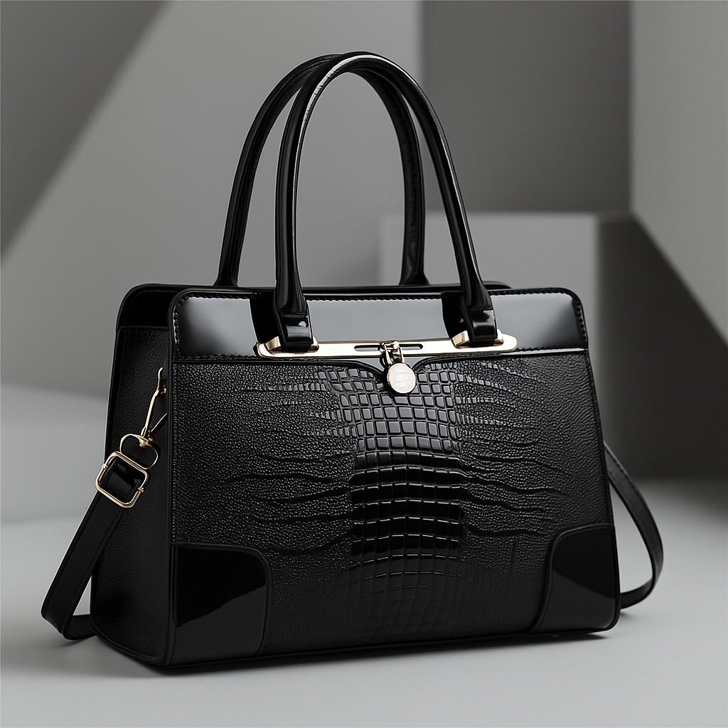 Aeryn - Strukturierte Handtasche in Kroko-Optik