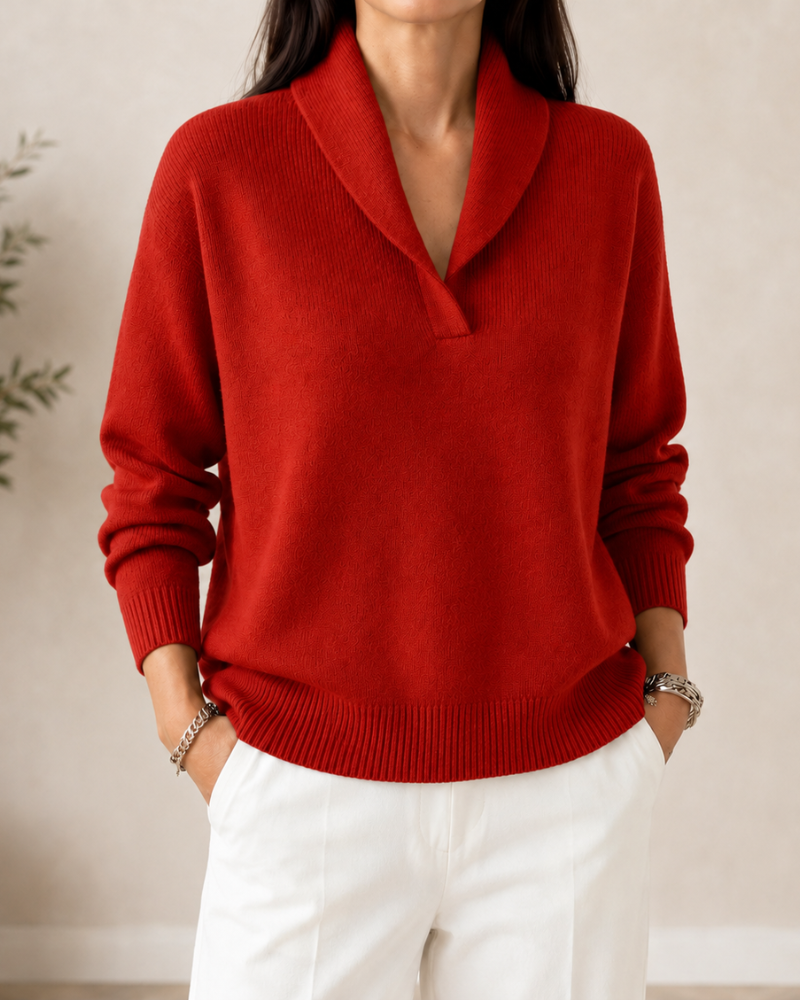 Amandina - Soft-Touch-Pullover mit V-Ausschnitt