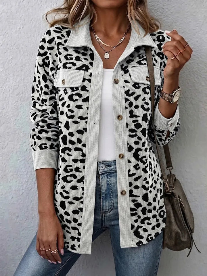 Miressia - Cardigan mit Knopfleiste und Animal-Print