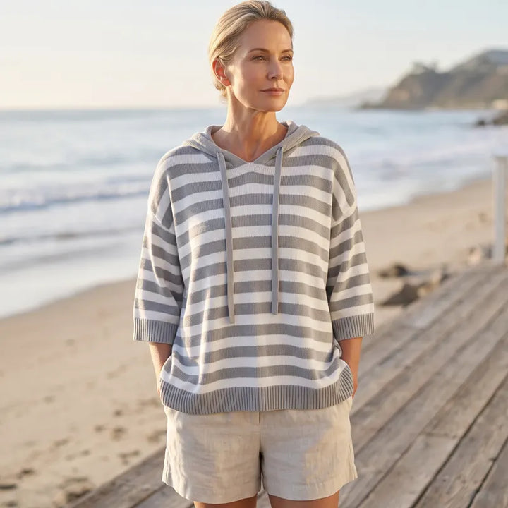 Leontine - Gestreifter Strick-Hoodie