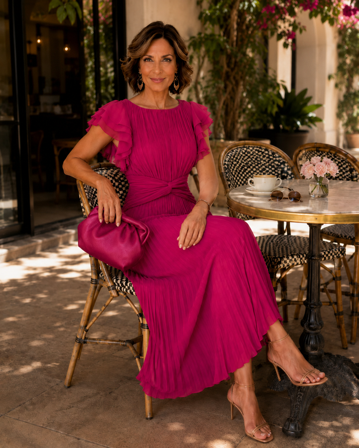Althea - Plissiertes Midikleid aus Leinen