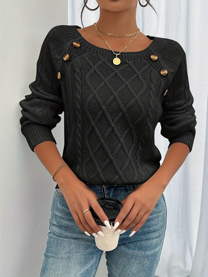 Rosabelle - Strukturierter Pullover mit Knopfleiste