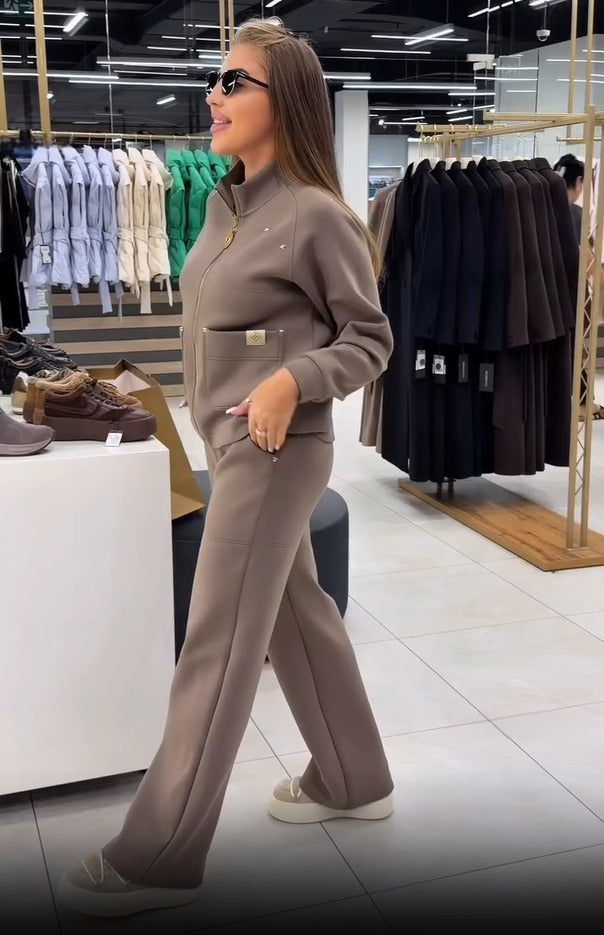 Floranique - Set aus kurz geschnittener Jacke mit Soft-Touch und weit geschnittener Hose